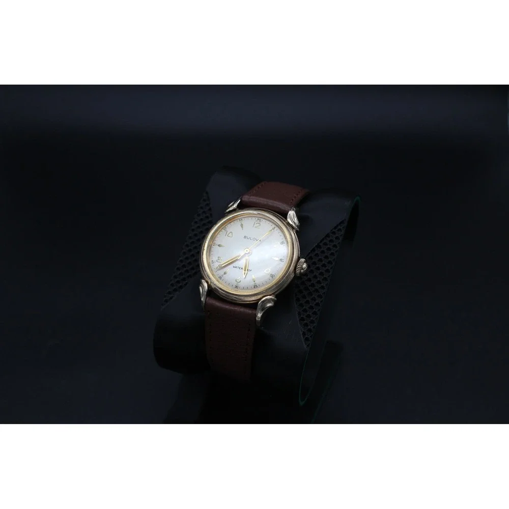 Vintage Bulova Waterproof Dress Watch 32mm Runs Well New Strap 1959